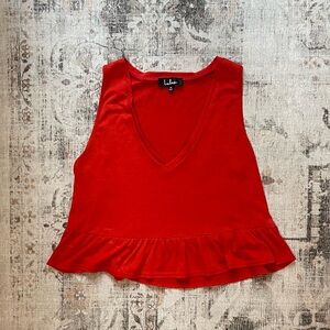 Red ruffle tank top #summer